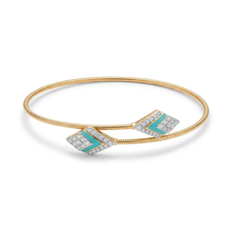 Premium Gold Diamond Bangle Featuring Elegant Craftsmanship and Beautiful Diamond Brilliance by Bafleh Jewellery