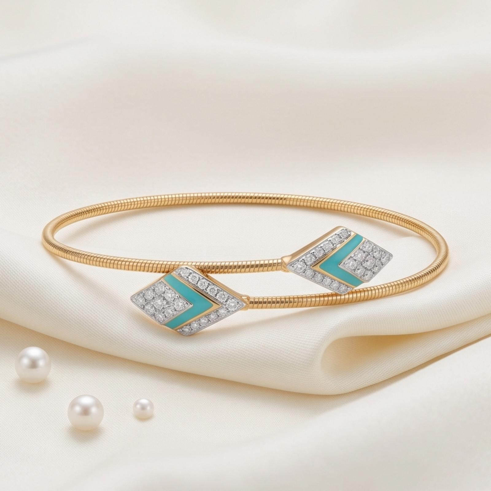 Premium Gold Diamond Bangle Featuring Elegant Craftsmanship and Beautiful Diamond Brilliance by Bafleh Jewellery - Image 4