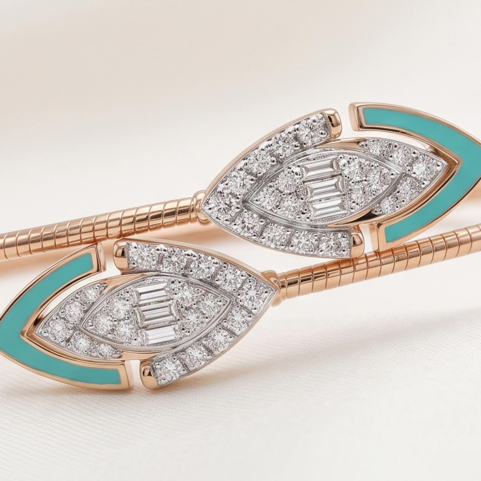 Luxury Diamond Bangle in Elegant Gold Design for Women by Bafleh Jewellery - Image 2
