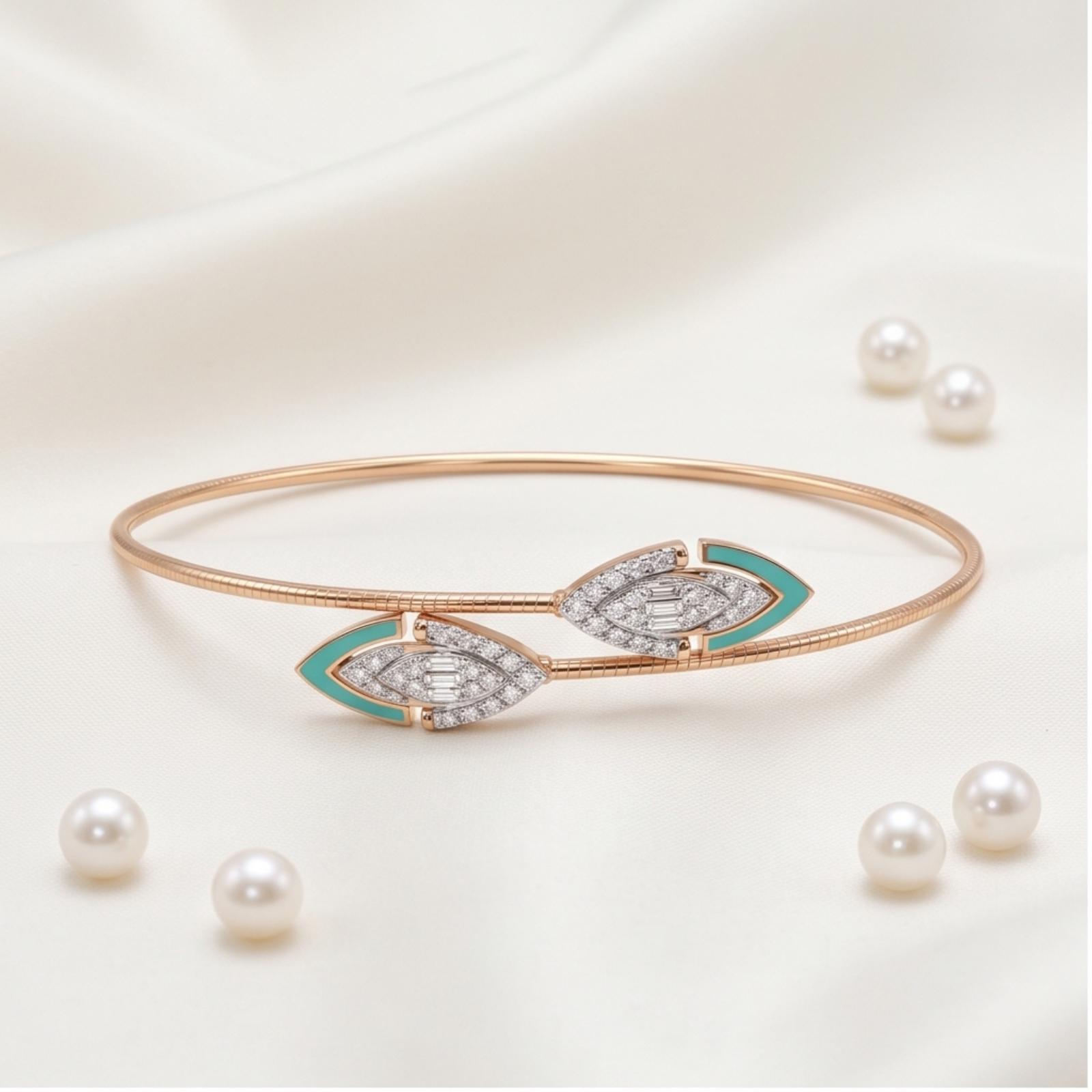 Luxury Diamond Bangle in Elegant Gold Design for Women by Bafleh Jewellery - Image 4