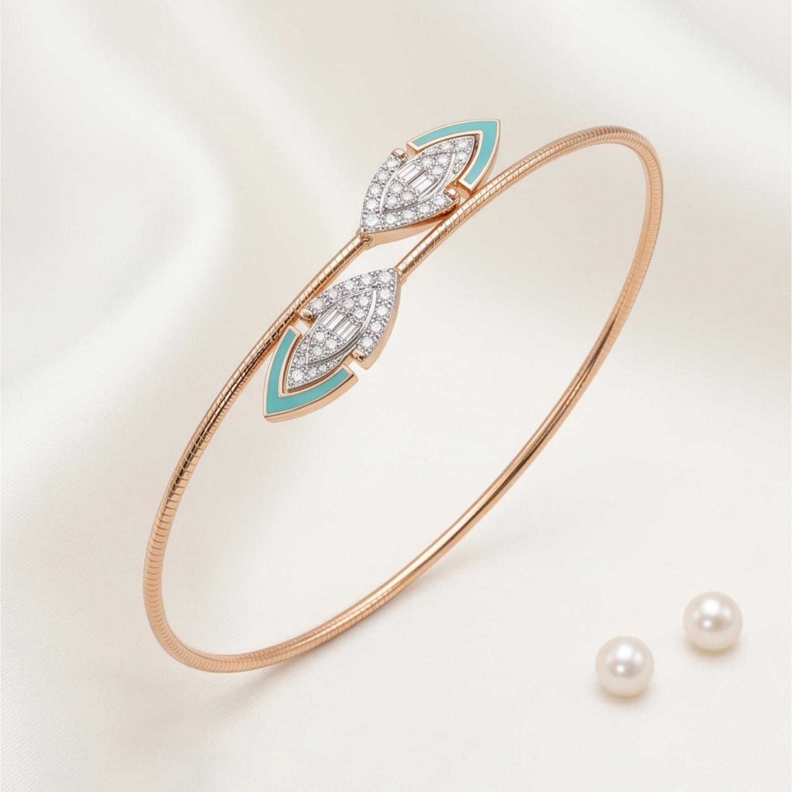 Luxury Diamond Bangle in Elegant Gold Design for Women by Bafleh Jewellery - Image 5