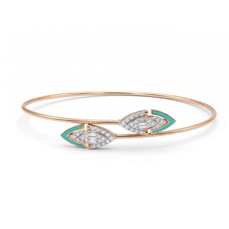 Luxury Diamond Bangle in Elegant Gold Design for Women by Bafleh Jewellery