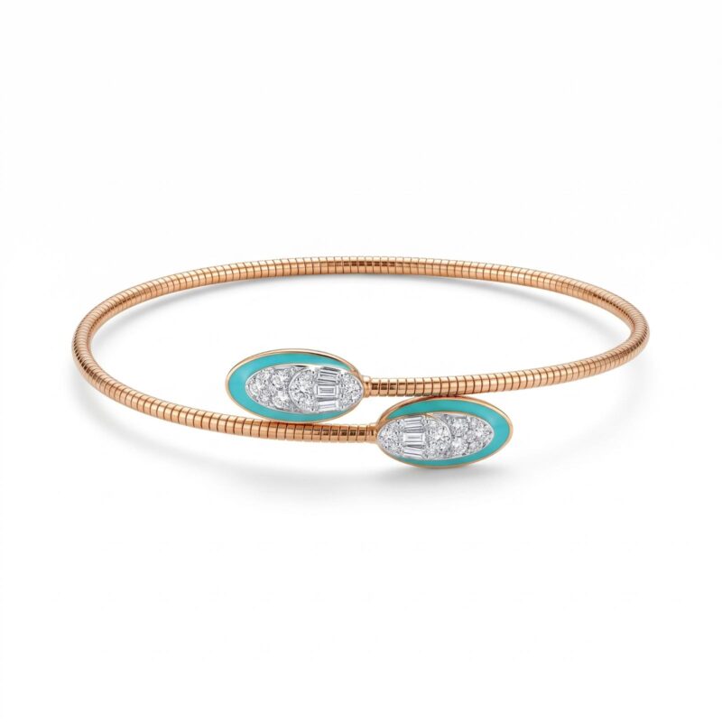 Sophisticated Diamond Bangle with Radiant Diamond Details and Elegant Gold Craftsmanship by Bafleh Jewellery