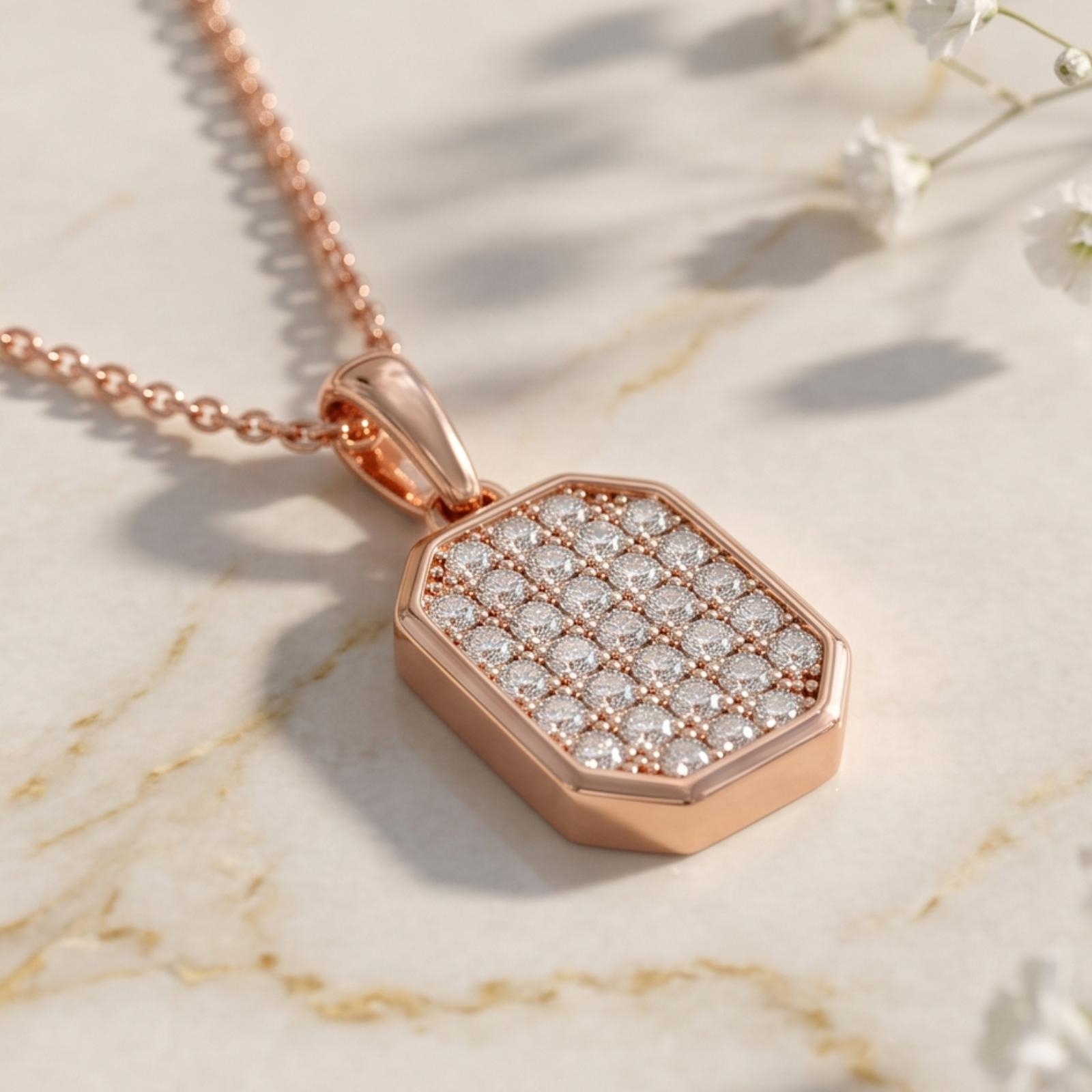 Premium 18K Gold Diamond Pendant with Chain Designed to Add Sophisticated Sparkle to Every Jewellery Collection from Bafleh Jewellery - Image 5