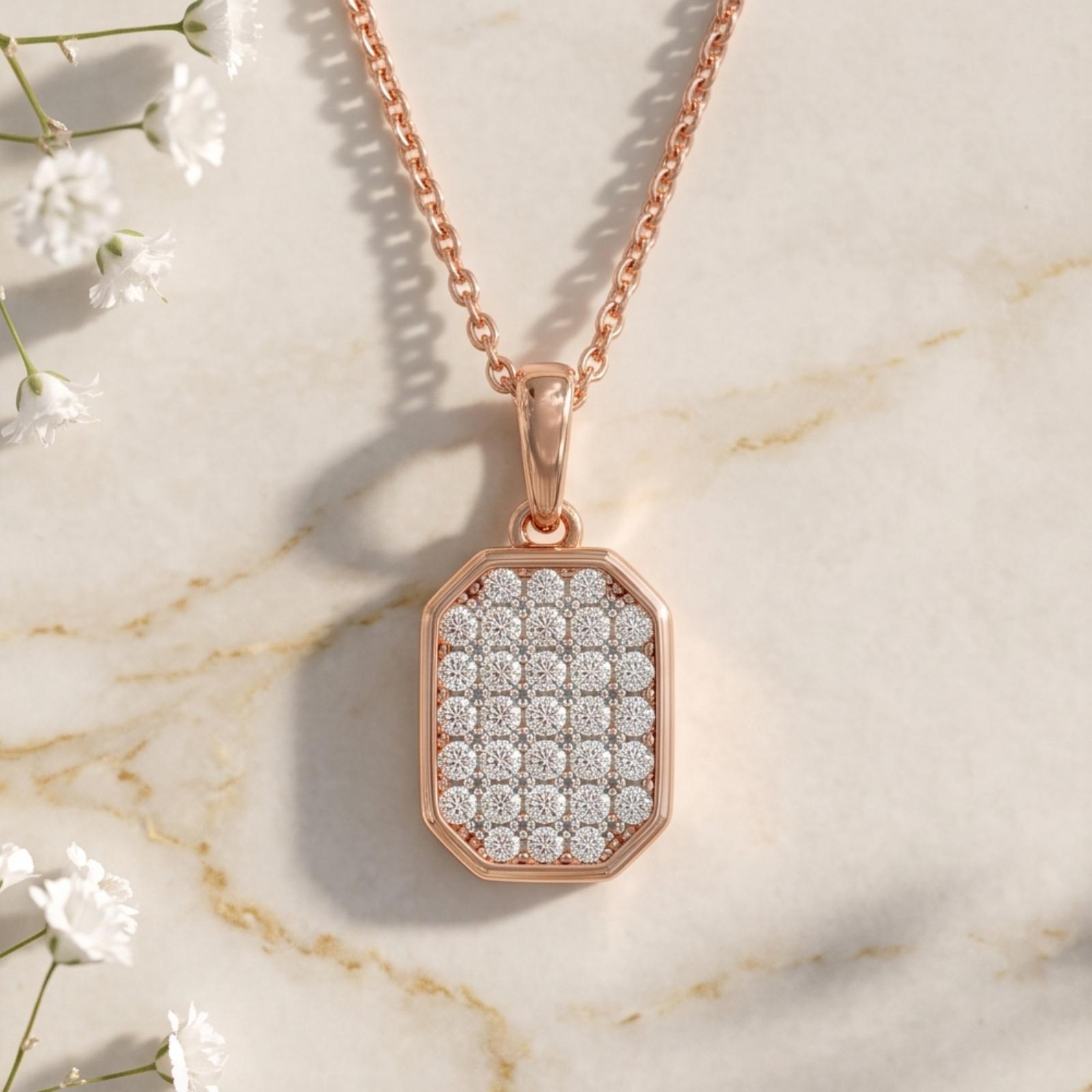 Premium 18K Gold Diamond Pendant with Chain Designed to Add Sophisticated Sparkle to Every Jewellery Collection from Bafleh Jewellery - Image 4