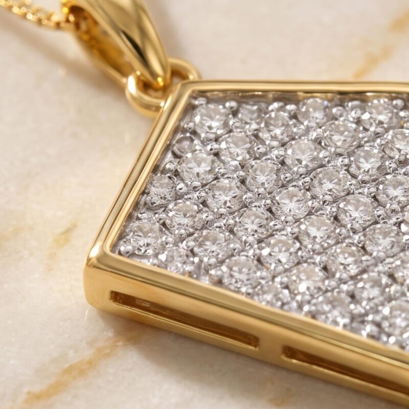 Alternative view of 18K Gold Diamond Pendant with Chain Combining Timeless Gold Craftsmanship and Natural Diamond Brilliance from Bafleh Jewellery