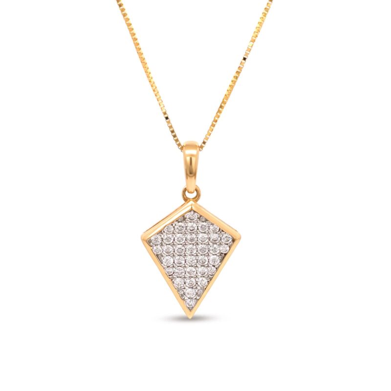 18K Gold Diamond Pendant with Chain Combining Timeless Gold Craftsmanship and Natural Diamond Brilliance from Bafleh Jewellery