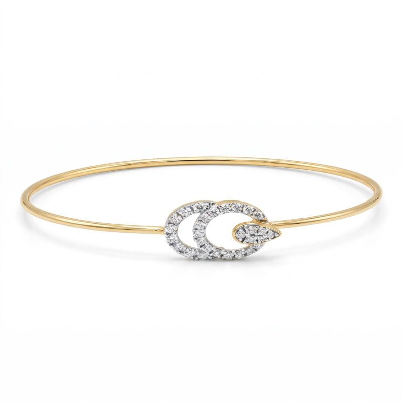 Exquisite Diamond Bangle for Women Featuring Timeless Gold Elegance and Brilliant Diamond Sparkle by Bafleh Jewellery