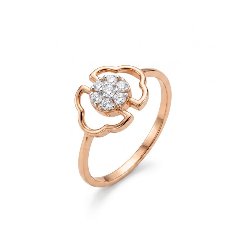 Luxury Lightweight 18K Gold Natural Diamond Ring Crafted For Modern Women