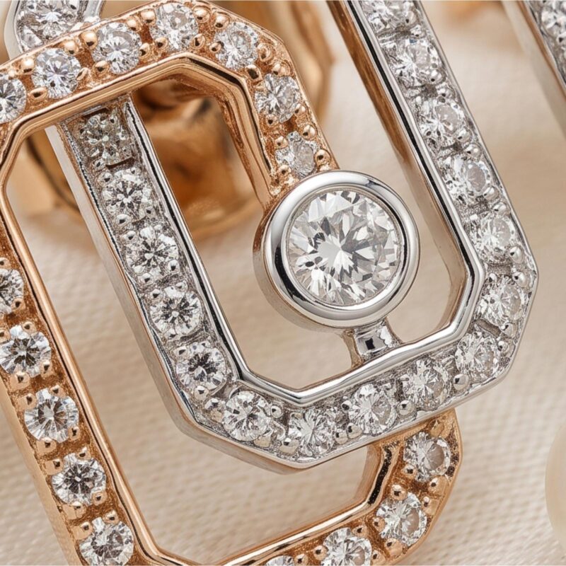 Alternative view of Elegant 18K Gold Diamond Stud Earrings Designed with Brilliant Diamond Details from Bafleh Jewellery