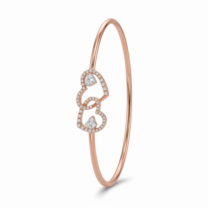 Stunning Gold Diamond Bangle Created with Exceptional Craftsmanship and Sparkling Diamond Beauty by Bafleh Jewellery