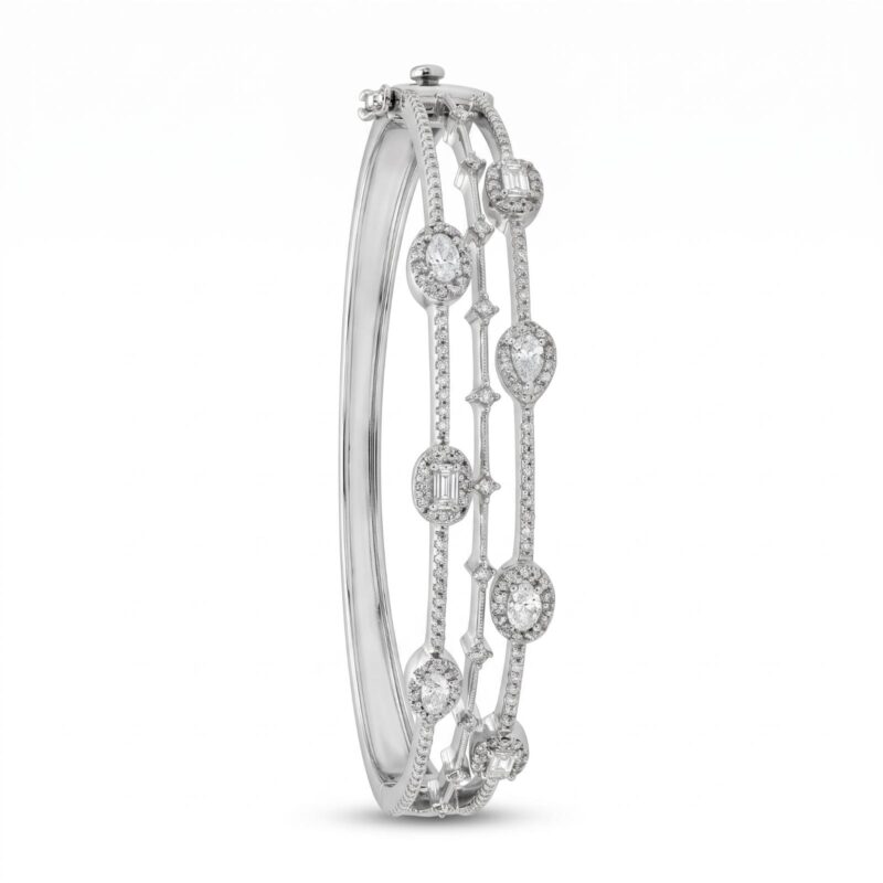 Exquisite Gold Diamond Bangle Designed with Refined Details for Modern Women by Bafleh Jewellery