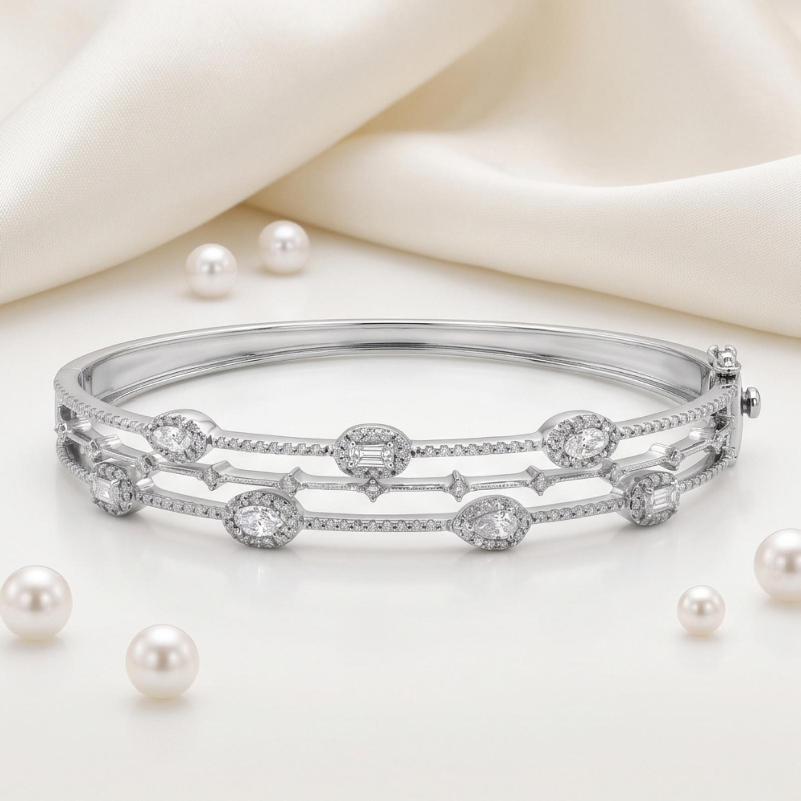 Exquisite Gold Diamond Bangle Designed with Refined Details for Modern Women by Bafleh Jewellery - Image 5