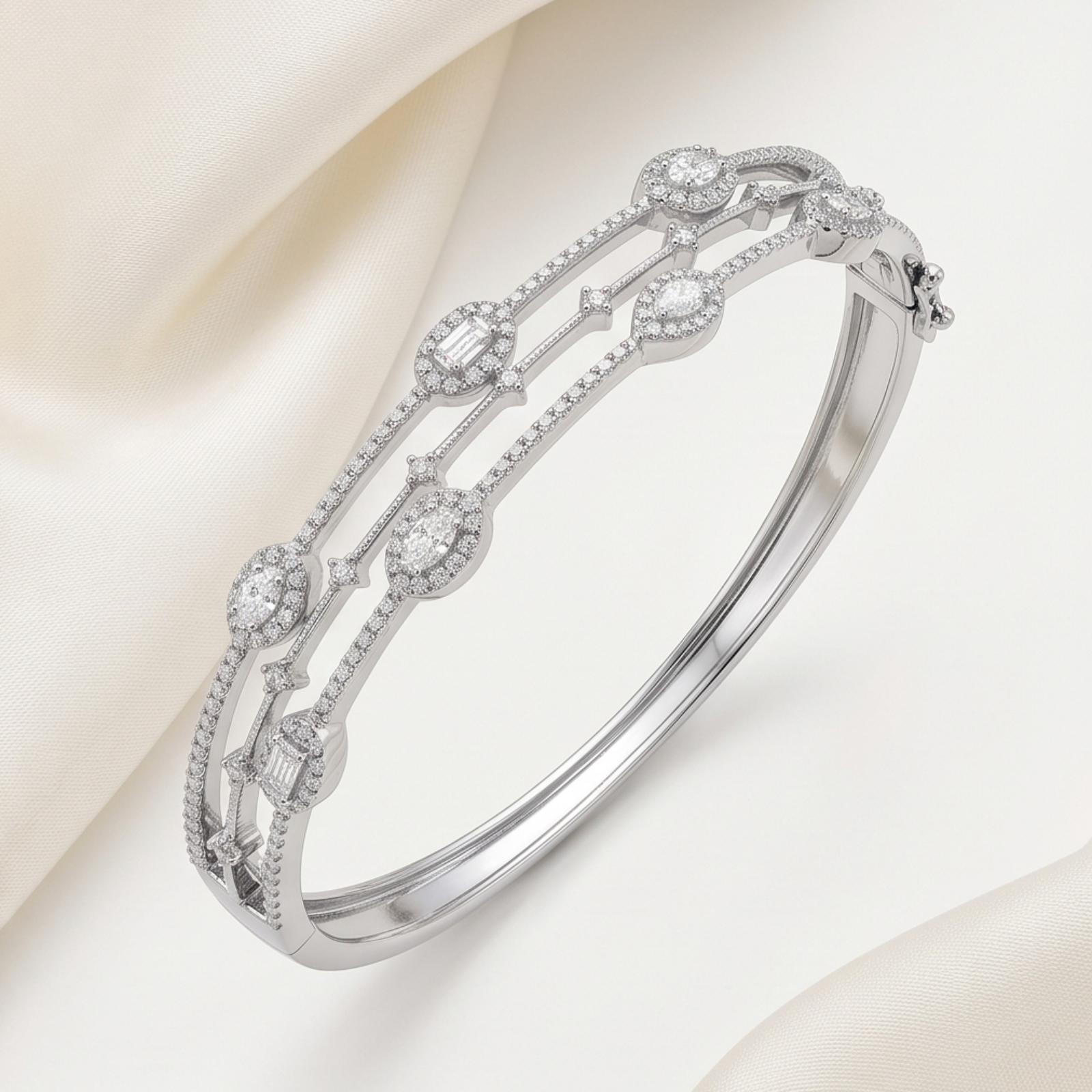 Exquisite Gold Diamond Bangle Designed with Refined Details for Modern Women by Bafleh Jewellery - Image 4