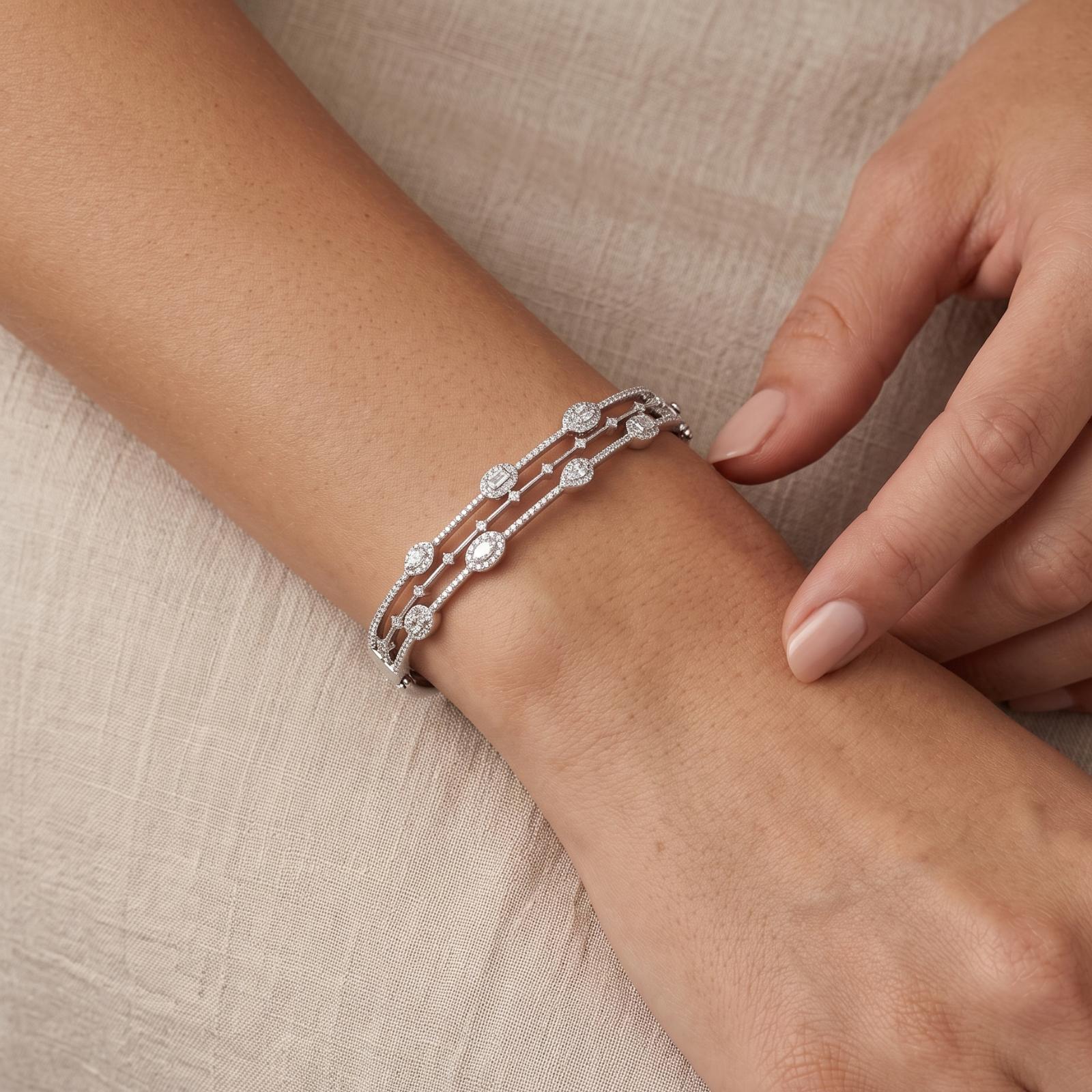 Exquisite Gold Diamond Bangle Designed with Refined Details for Modern Women by Bafleh Jewellery - Image 3