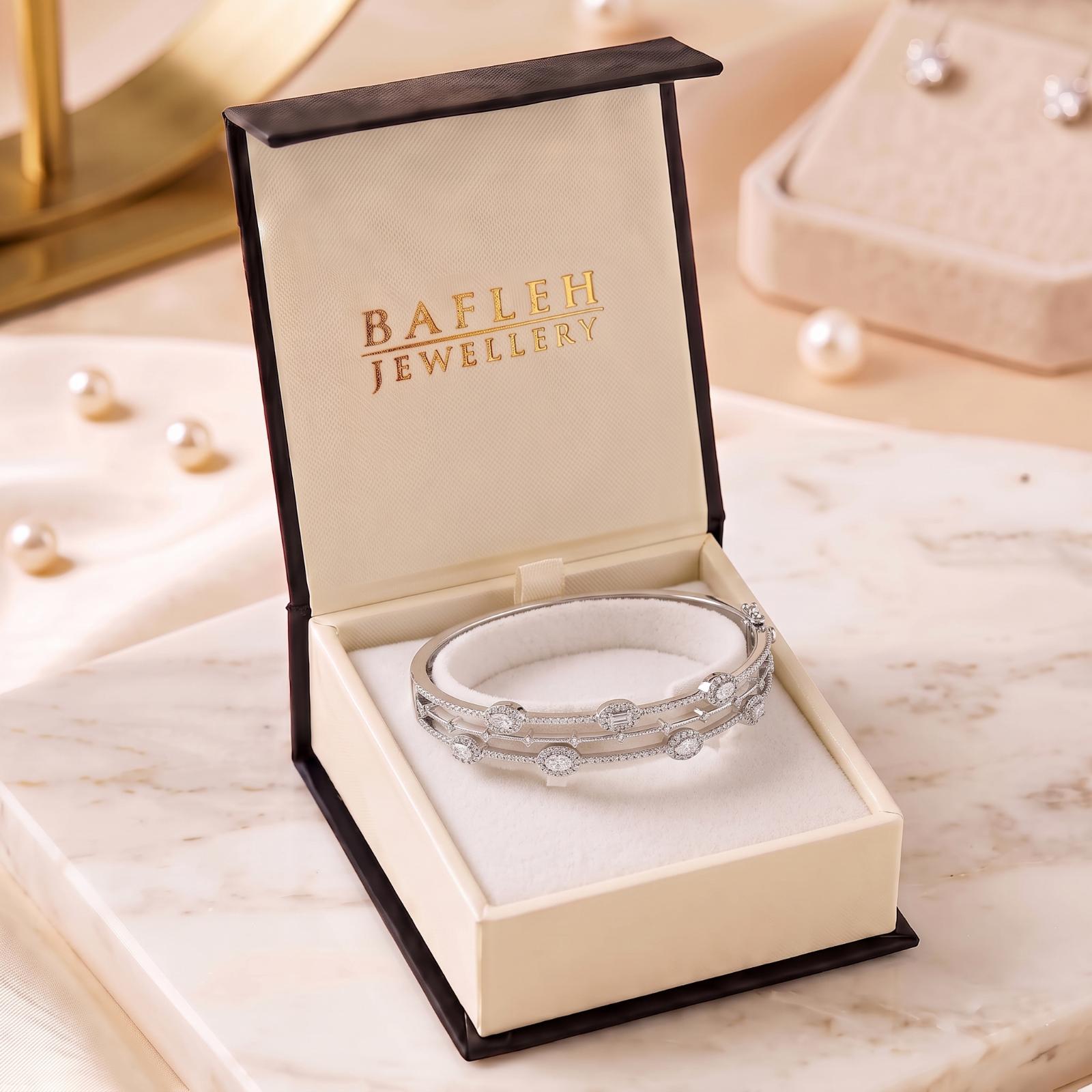 Exquisite Gold Diamond Bangle Designed with Refined Details for Modern Women by Bafleh Jewellery - Image 7