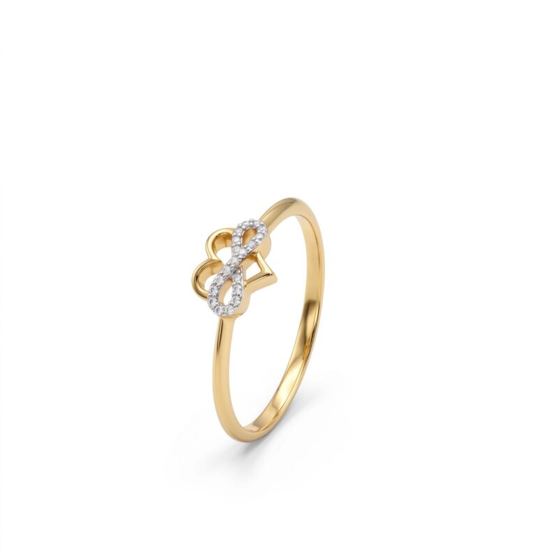 Premium Lightweight 18K Gold Natural Diamond Ring From Bafleh Jewellery