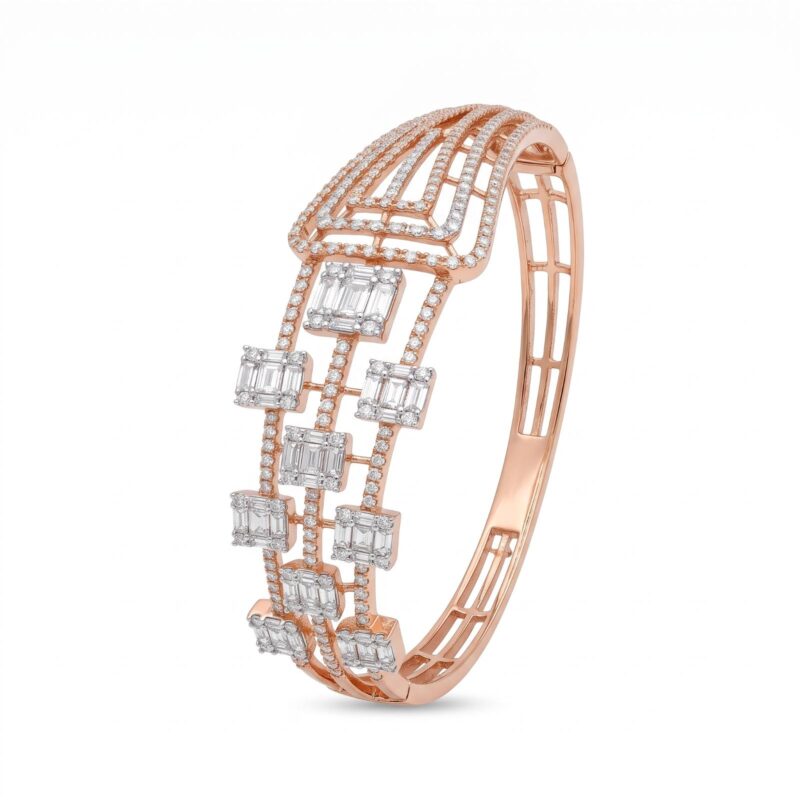 Elegant Fine Gold Diamond Bangle Perfect for Celebrations and Special Occasions by Bafleh Jewellery