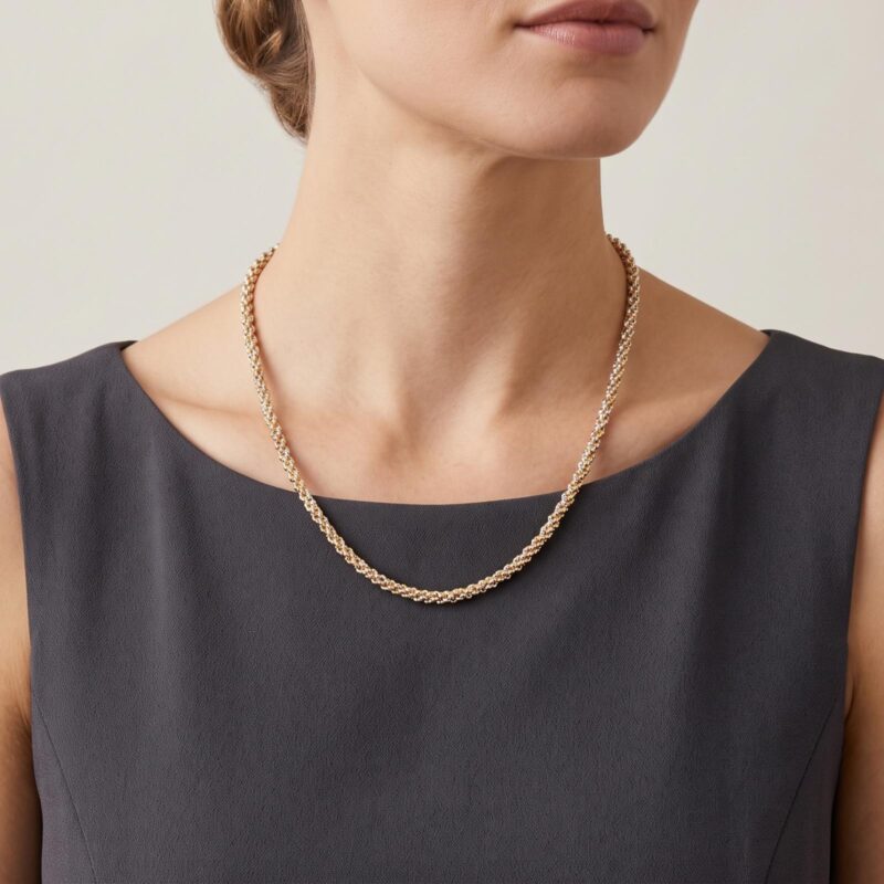 Alternative view of Elegant 18K Gold Necklace Collection Crafted with Timeless Beauty and Available at Bafleh Jewellery