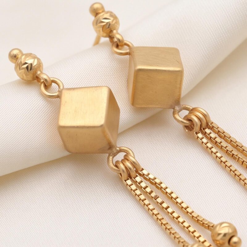 Alternative view of Exquisite 18K Gold Hanging Earrings Crafted for Timeless Elegance