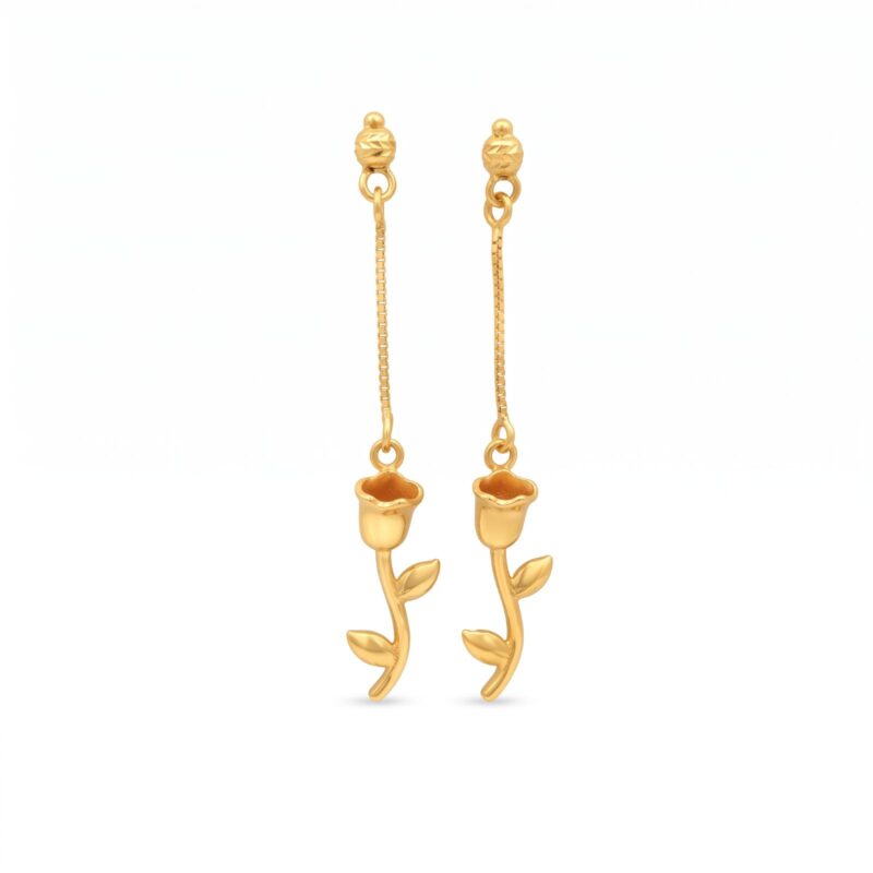 Beautiful 18K Gold Hanging Earrings for Women at Bafleh Jewellery