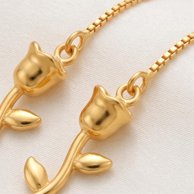 Alternative view of Beautiful 18K Gold Hanging Earrings for Women at Bafleh Jewellery