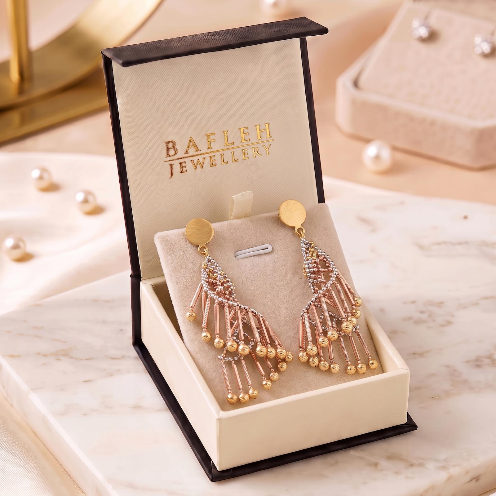 Premium 18K Gold Hanging Earrings Collection at Bafleh Jewellery - Image 6