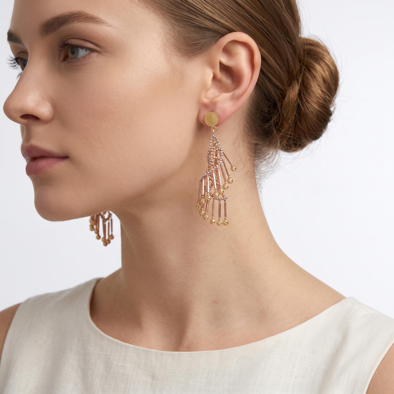 Premium 18K Gold Hanging Earrings Collection at Bafleh Jewellery - Image 3
