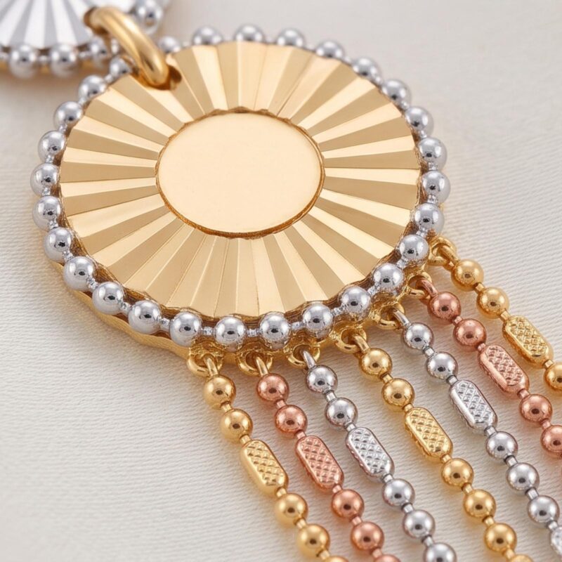 Alternative view of Elegant 18K Gold Hanging Earrings Available at Bafleh Jewellery