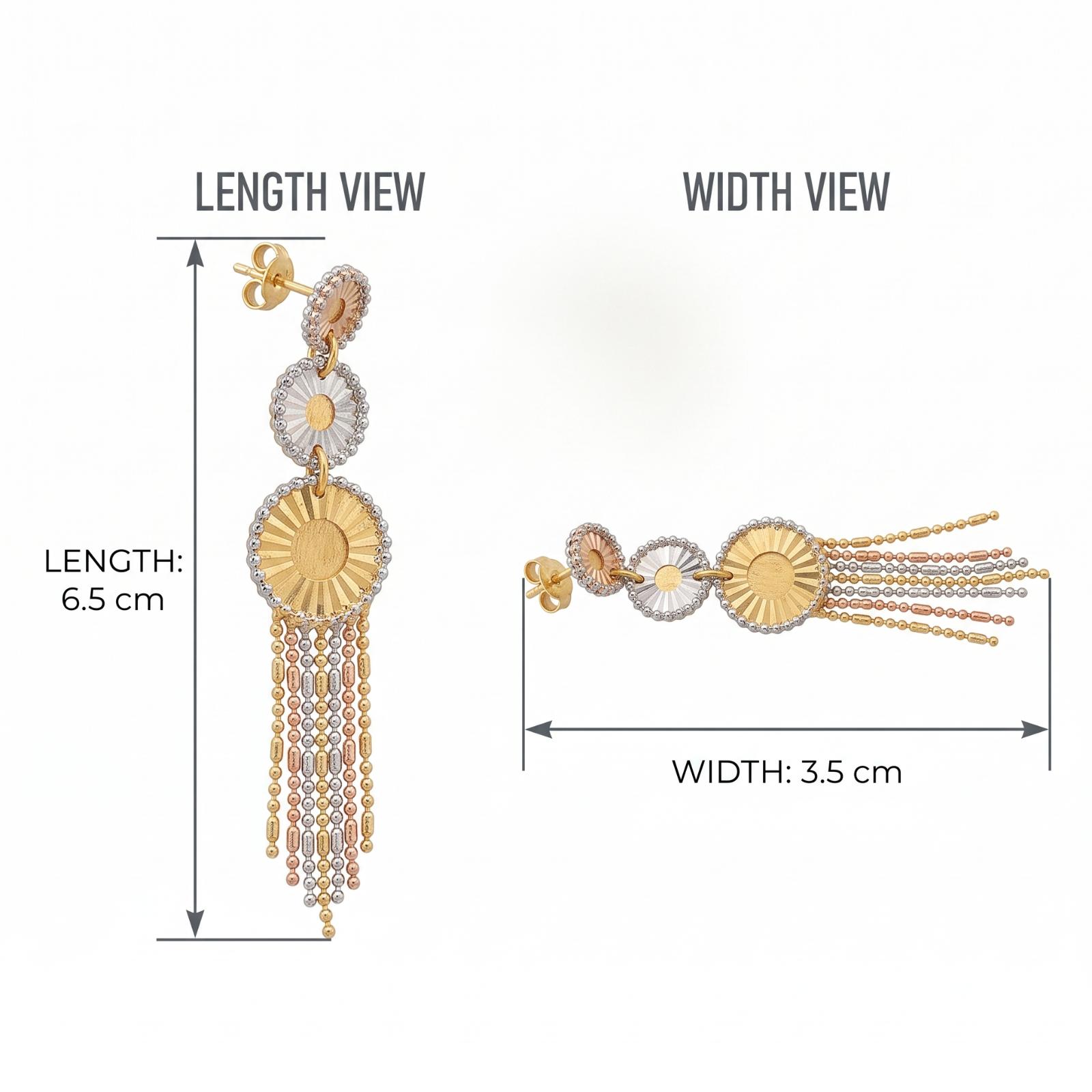 Elegant 18K Gold Hanging Earrings Available at Bafleh Jewellery - Image 4
