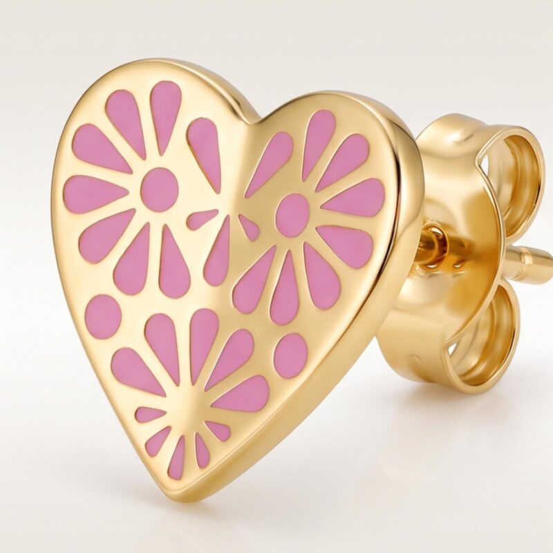 Alternative view of Premium 18K Gold Heart Shape Stud Earrings Online in UAE
