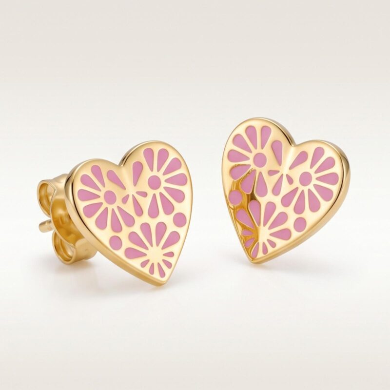 Premium 18K Gold Heart Shape Stud Earrings Online in UAE
