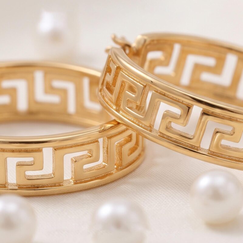 Alternative view of Fine 18K Gold Hoop Earrings Available at Bafleh Jewellery
