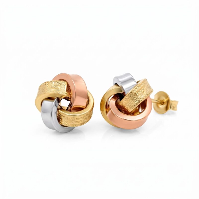 Elegant 18K Gold Stud Earrings Available at Bafleh Jewellery