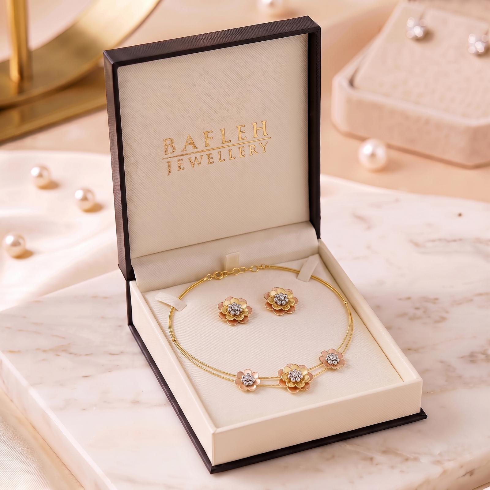 Timeless 18K Gold Necklace Set Showcasing Elegant Craftsmanship and Luxurious Appeal from Bafleh Jewellery - Image 7