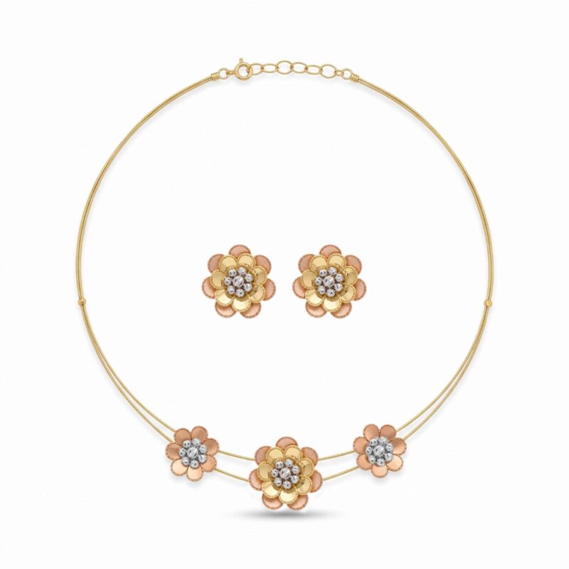 Timeless 18K Gold Necklace Set Showcasing Elegant Craftsmanship and Luxurious Appeal from Bafleh Jewellery