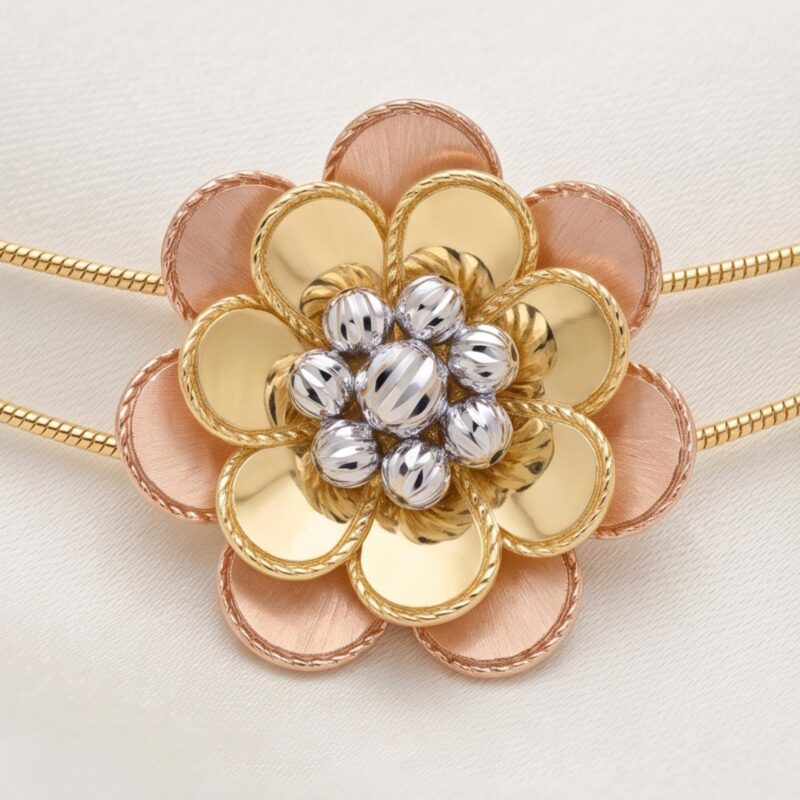 Alternative view of Timeless 18K Gold Necklace Set Showcasing Elegant Craftsmanship and Luxurious Appeal from Bafleh Jewellery