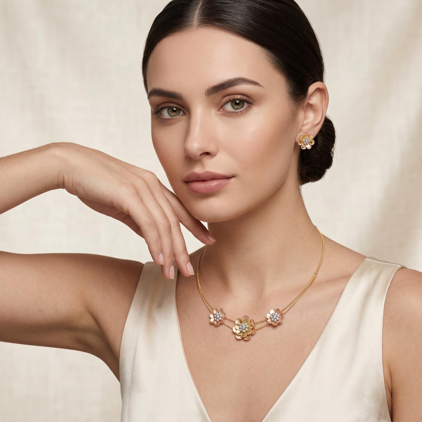 Timeless 18K Gold Necklace Set Showcasing Elegant Craftsmanship and Luxurious Appeal from Bafleh Jewellery - Image 3