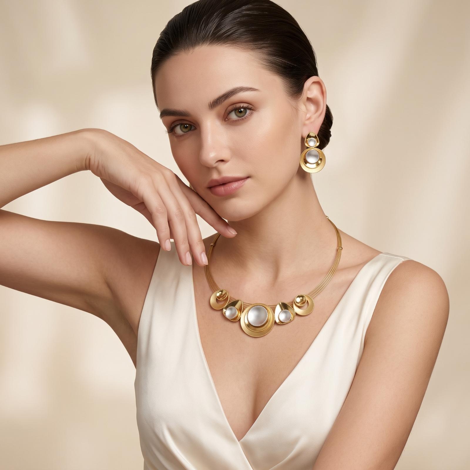 Beautifully Crafted 18K Gold Necklace Set Featuring Elegant Design and Exceptional Gold Craftsmanship by Bafleh Jewellery - Image 3