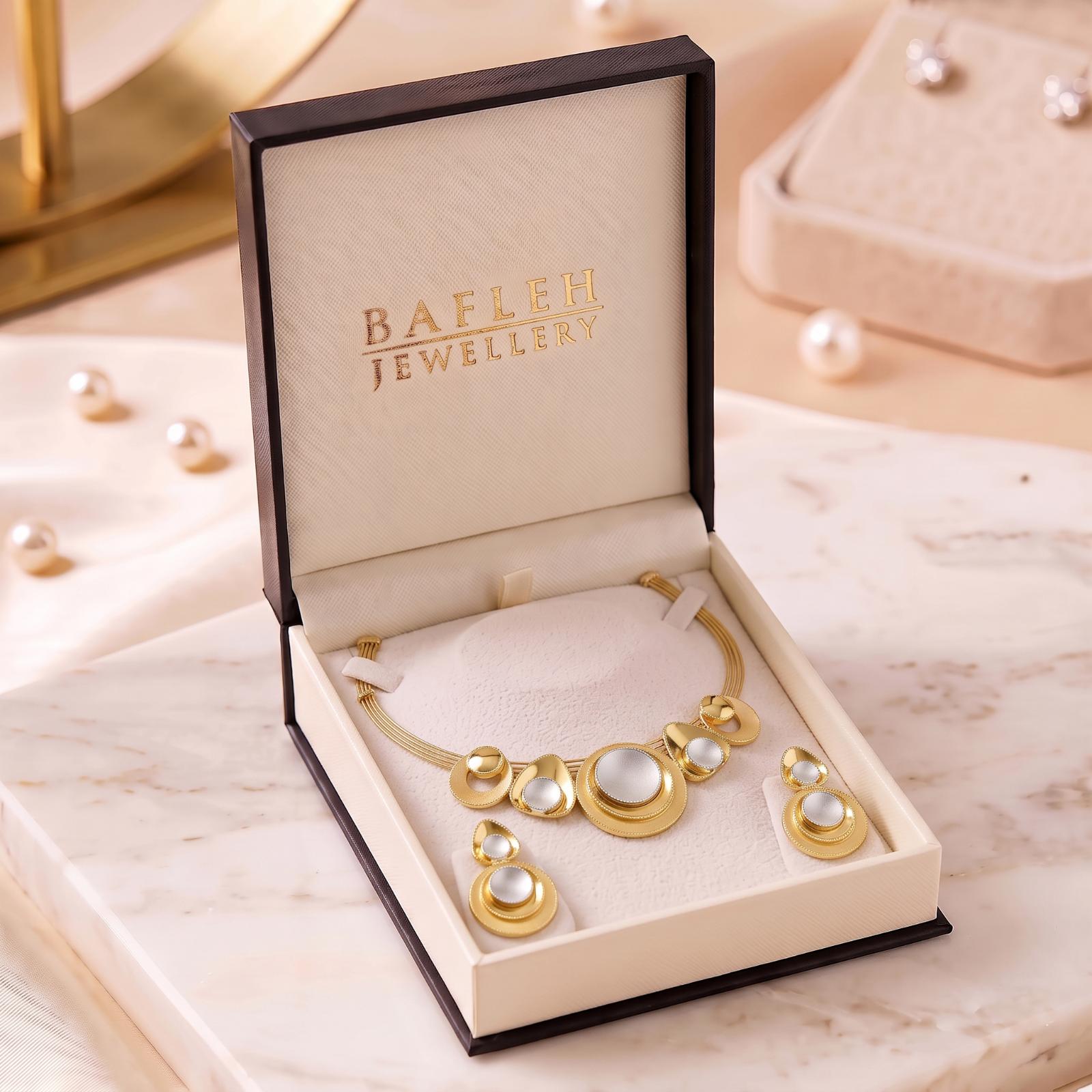 Beautifully Crafted 18K Gold Necklace Set Featuring Elegant Design and Exceptional Gold Craftsmanship by Bafleh Jewellery - Image 6