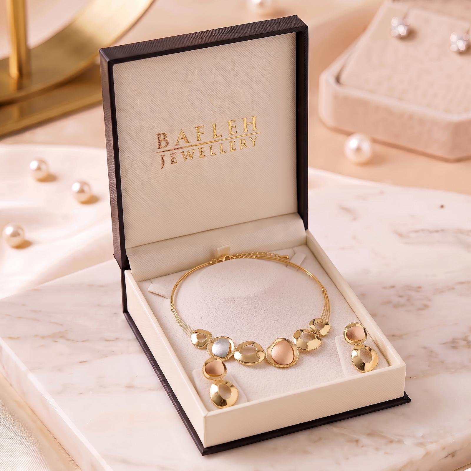 Luxury 18K Gold Necklace Set Designed with Refined Details and Elegant Craftsmanship for Every Special Celebration by Bafleh Jewellery - Image 7