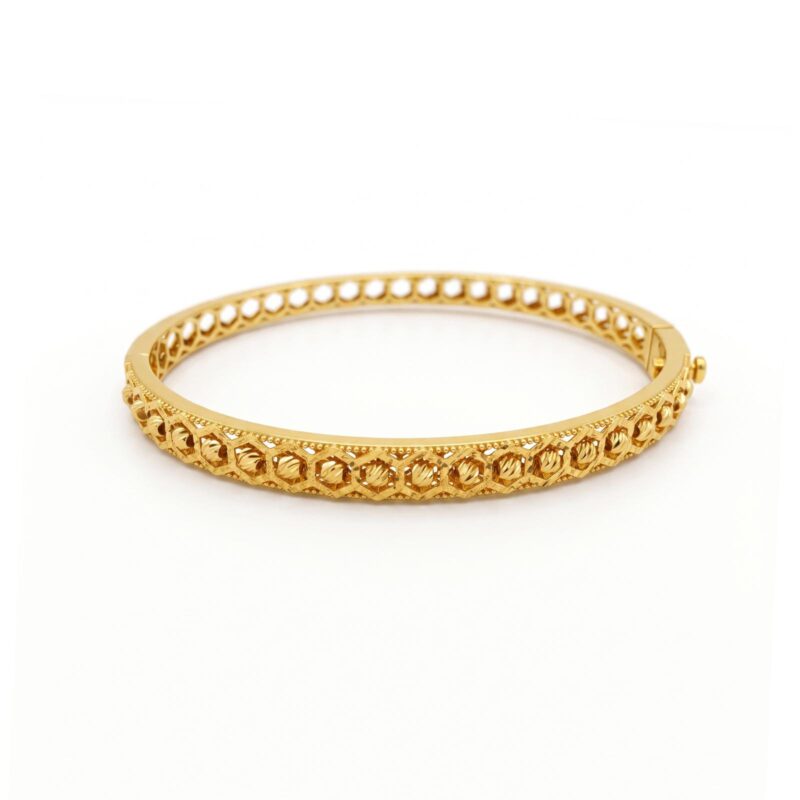 18K Gold Bangle Jewellery for Women Crafted with Elegant Details and Luxurious Gold Finish by Bafleh Jewellery