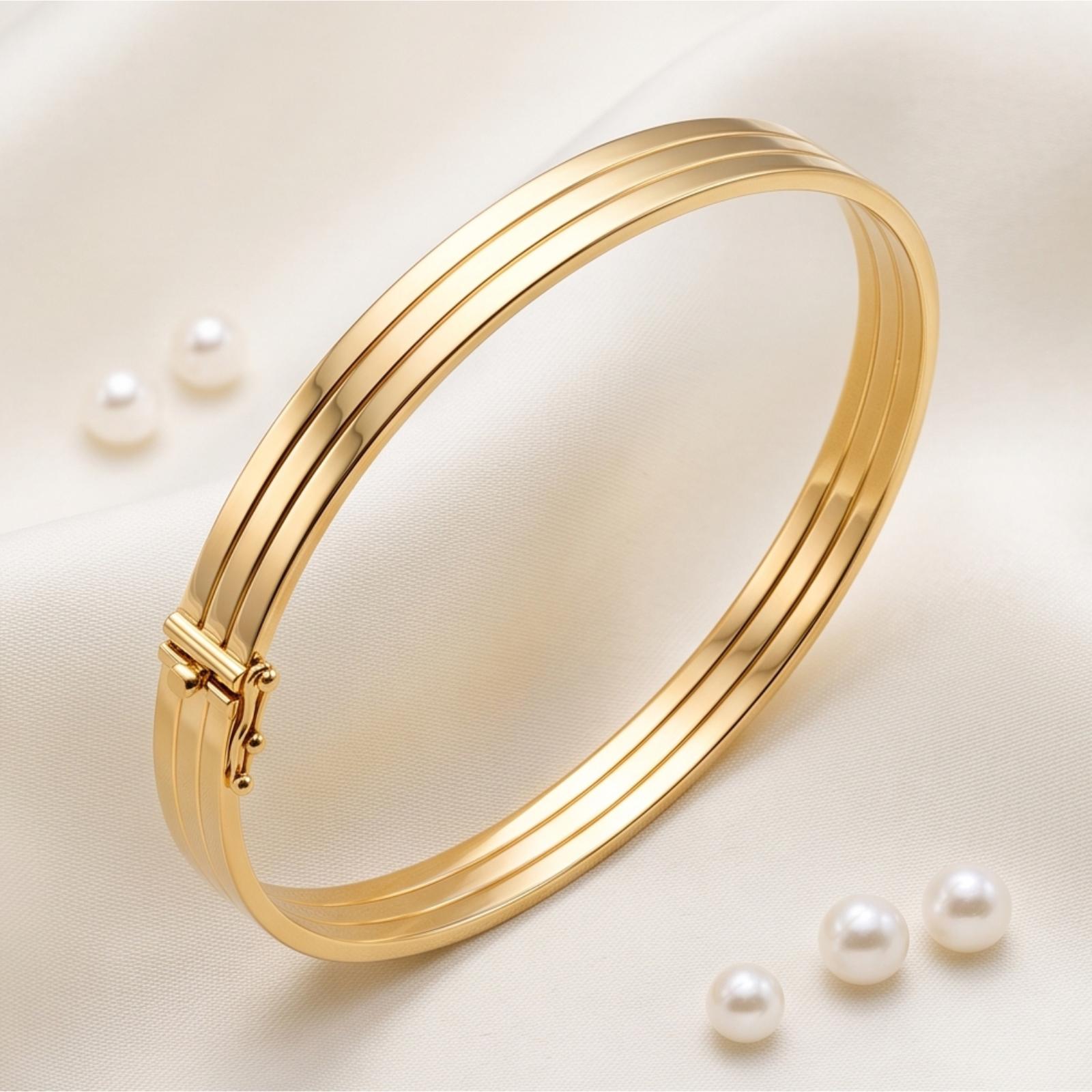 Luxury 18K Gold Bangle Designed for Modern Elegance and Classic Beauty Available from Bafleh Jewellery - Image 3