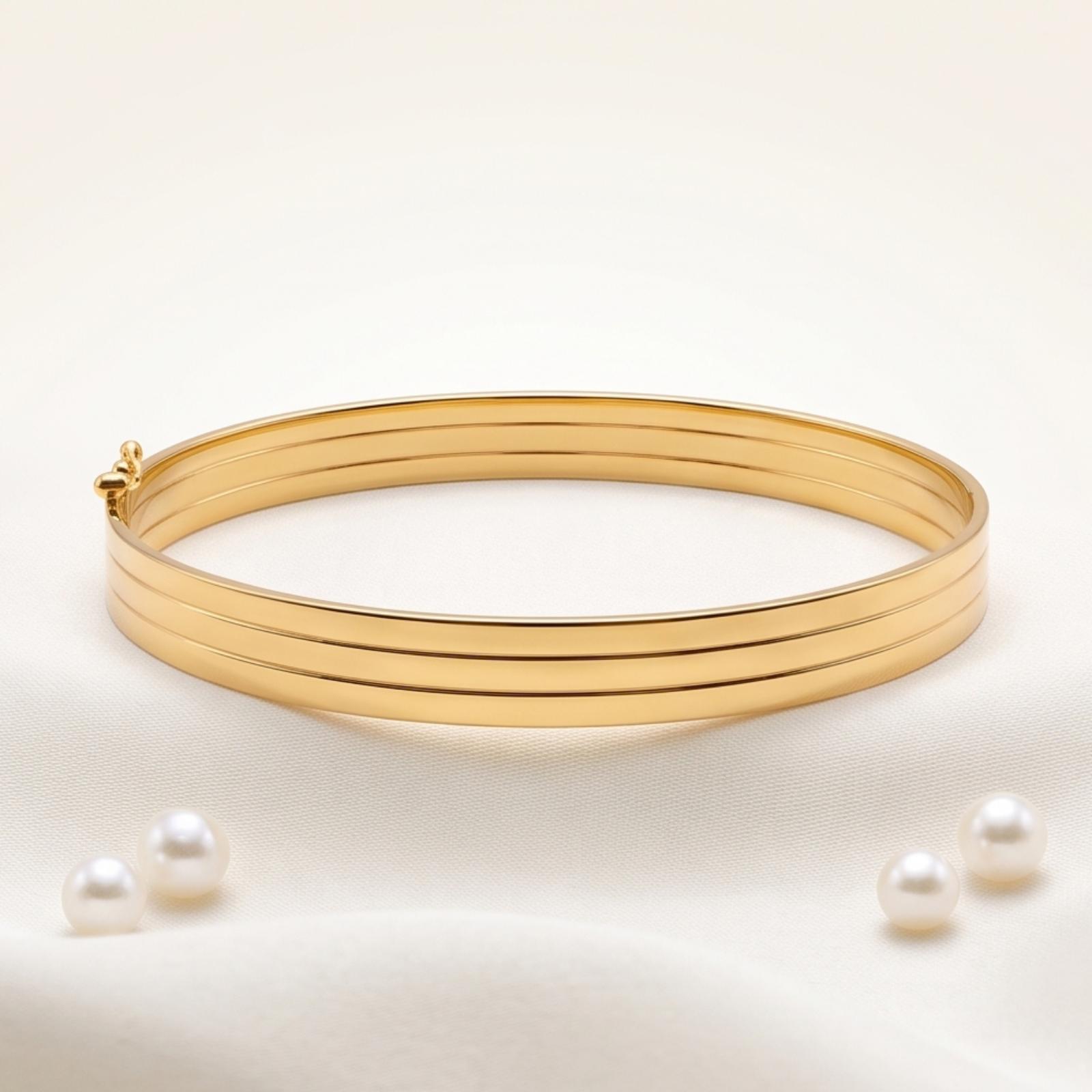 Luxury 18K Gold Bangle Designed for Modern Elegance and Classic Beauty Available from Bafleh Jewellery - Image 4