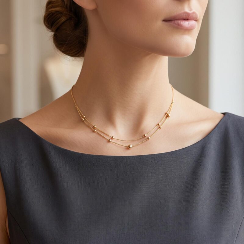 Alternative view of Exquisite 18K Gold Necklace Designed with Elegant Craftsmanship and Luxury Appeal by Bafleh Jewellery