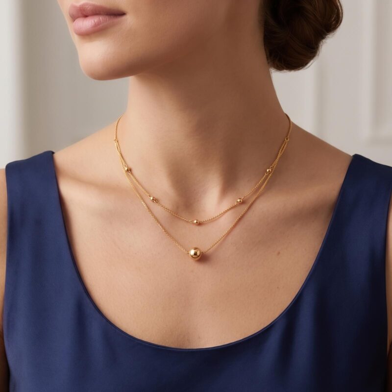 Alternative view of Beautiful 18K Gold Necklace Collection Featuring Sophisticated Designs and Premium Craftsmanship at Bafleh Jewellery