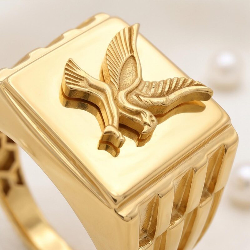Alternative view of Exquisite 18K Gold Mens Ring with Fine Craftsmanship and Premium Detailing