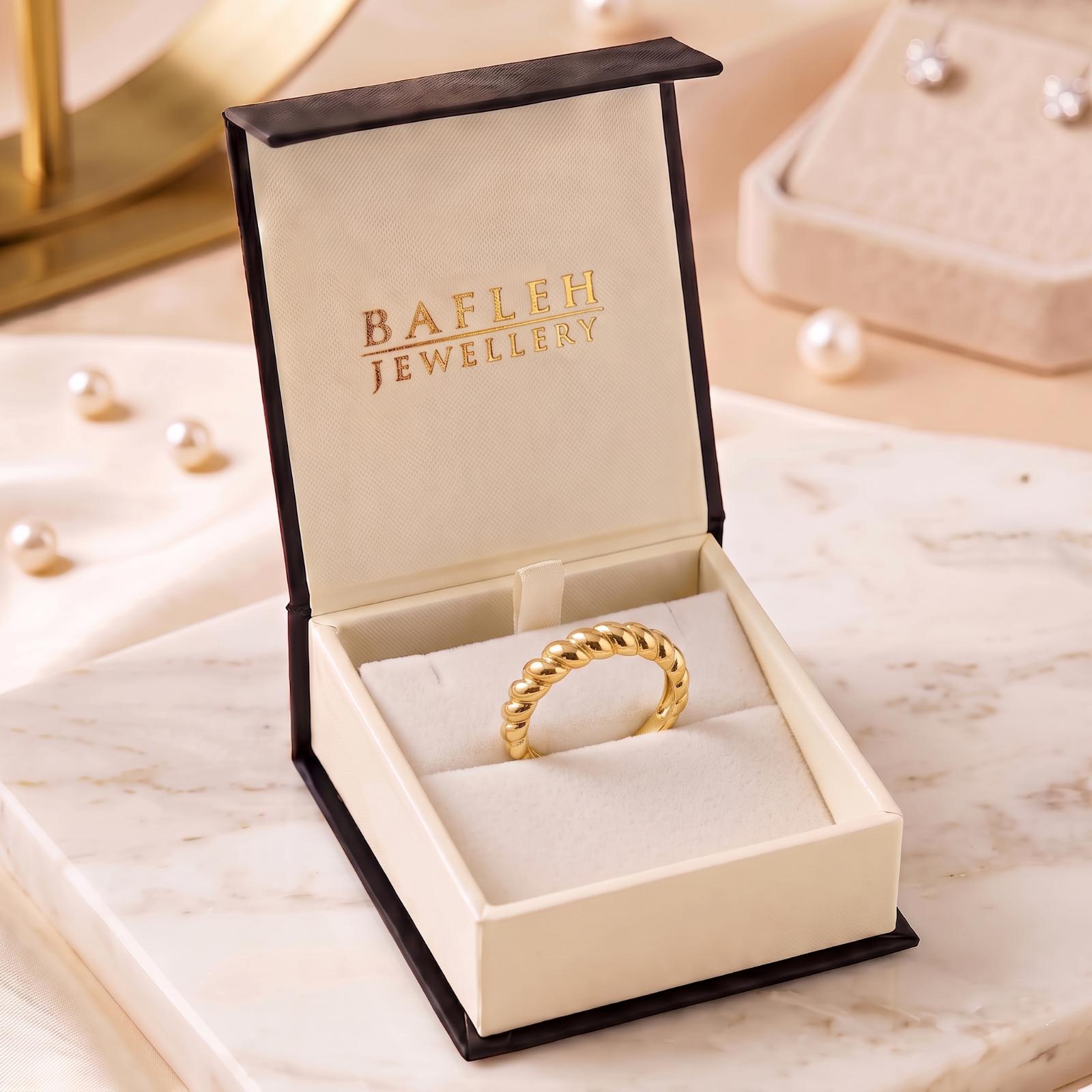 Premium 18K Gold Ring Featuring Elegant Detailing and Contemporary Jewellery Design Available at Bafleh Jewellery - Image 6