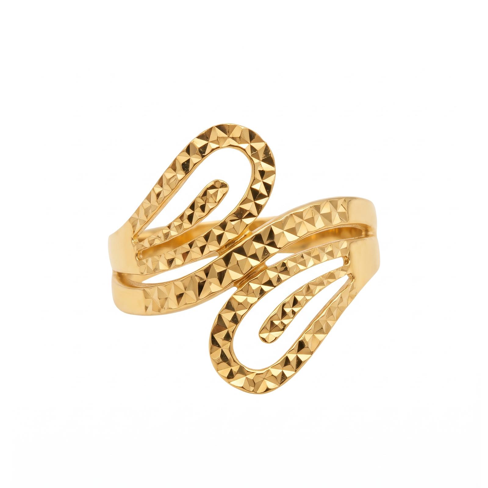 Classic 18K Gold Ring with Sophisticated Design and Brilliant Golden Finish Available from Bafleh Jewellery