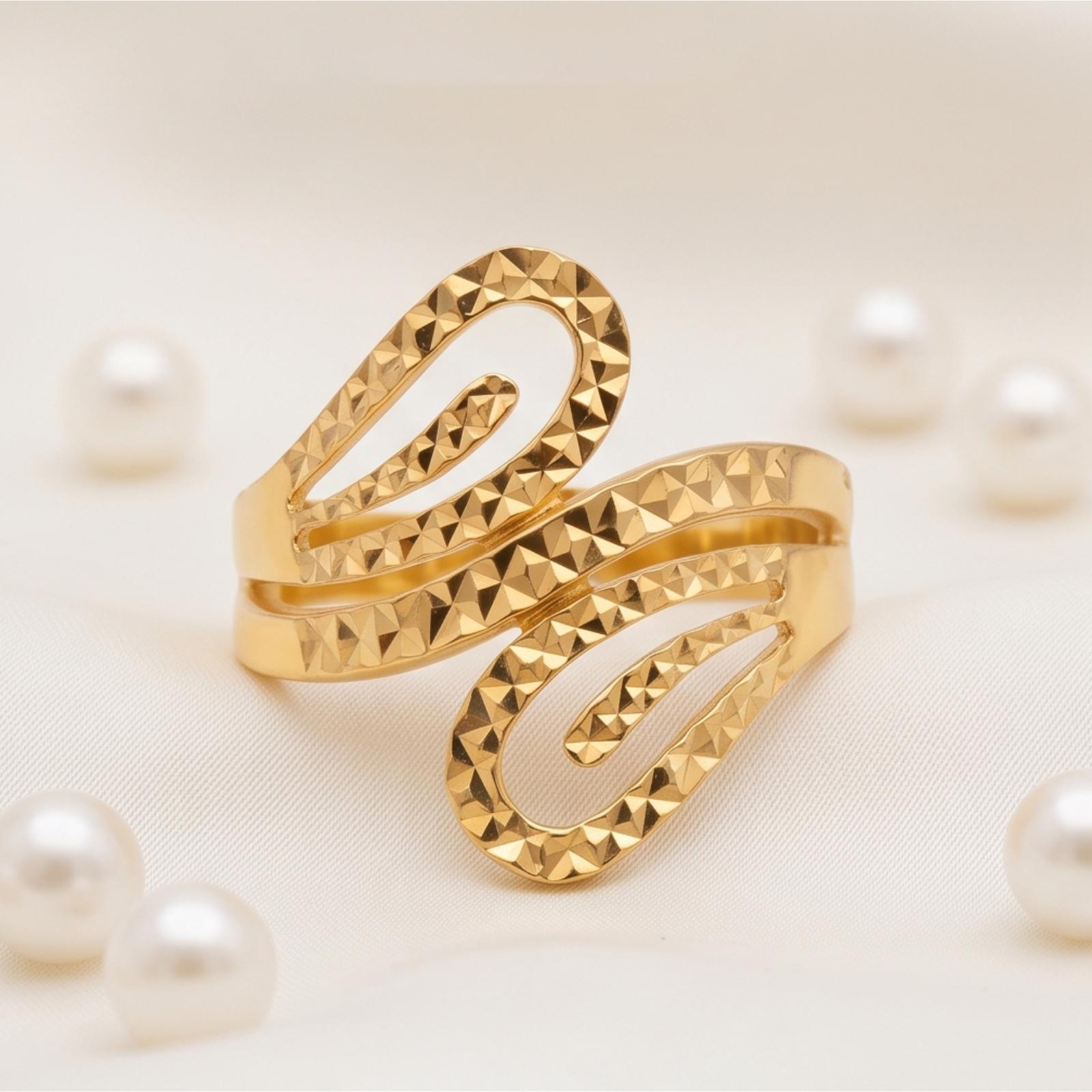Classic 18K Gold Ring with Sophisticated Design and Brilliant Golden Finish Available from Bafleh Jewellery - Image 5